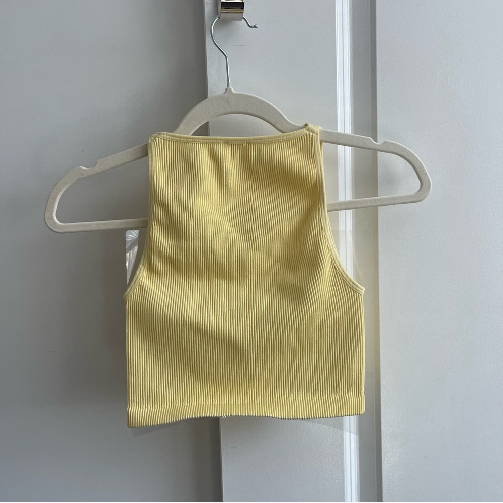 Yellow Ribbed Crop Top